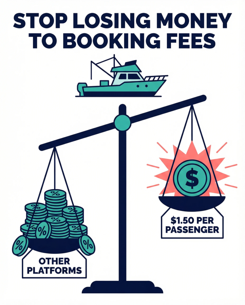 Low booking fees for fishing charters