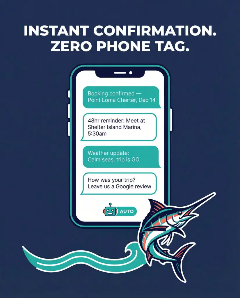 Instant confirmation Fishing charter